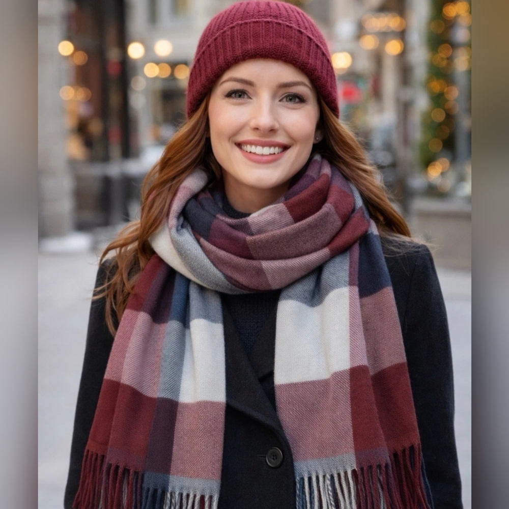 Clara Clark Designer Multicolor Plaid Scarf